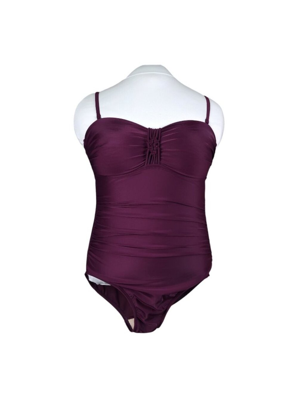 Merona Shirred Ruched Slimming Swimsuit Size Medium Plum Soft Cup Bra